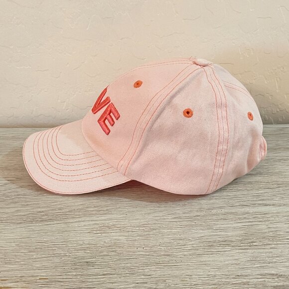 Disney Hat Cap Mickey Mouse Love Pink Peach Coral Stitched - Picture 4 of 7